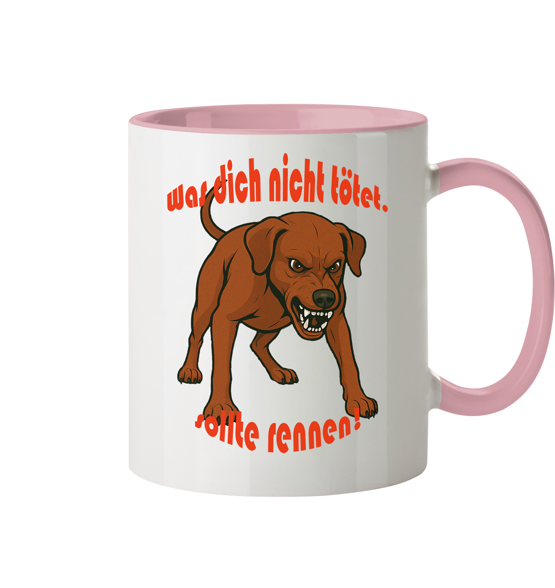 Tasse, zweifarbig Deutscher Pinscher Rot "Was dich nicht tötet" - Tasse zweifarbig