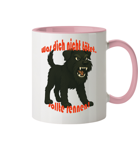 Tasse, zweifarbig Schnauzer Schwarz "Was dich nicht tötet" - Tasse zweifarbig