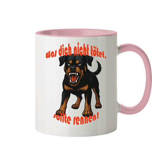 Tasse, zweifarbig Rottweiler "Was dich nicht tötet" - Tasse zweifarbig