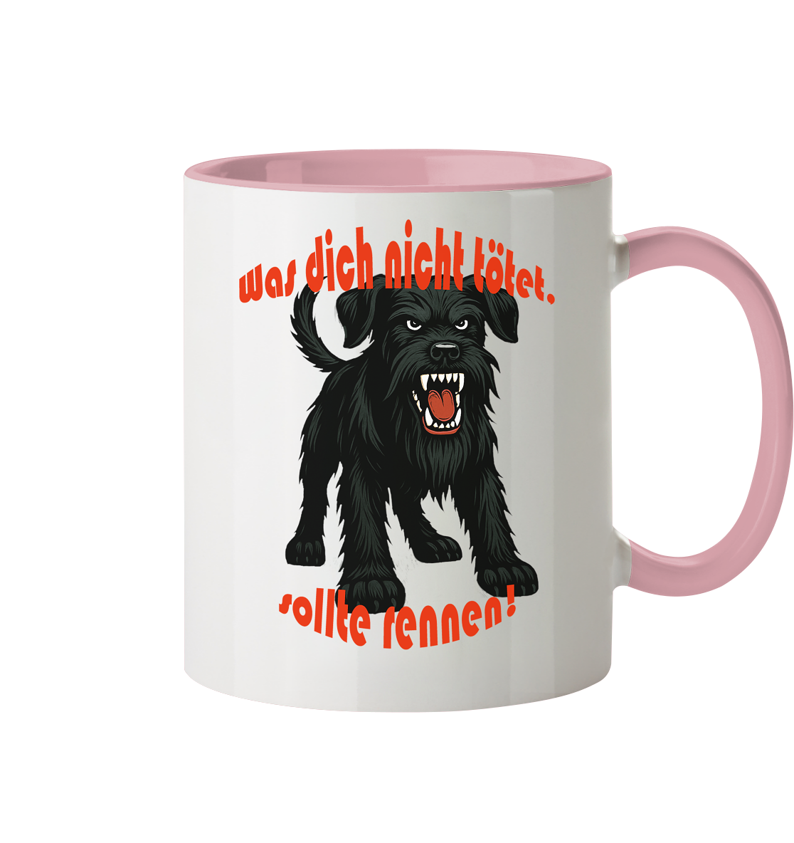 Tasse, zweifarbig Riesenschnauzer Schwarz "Was dich nicht tötet" - Tasse zweifarbig