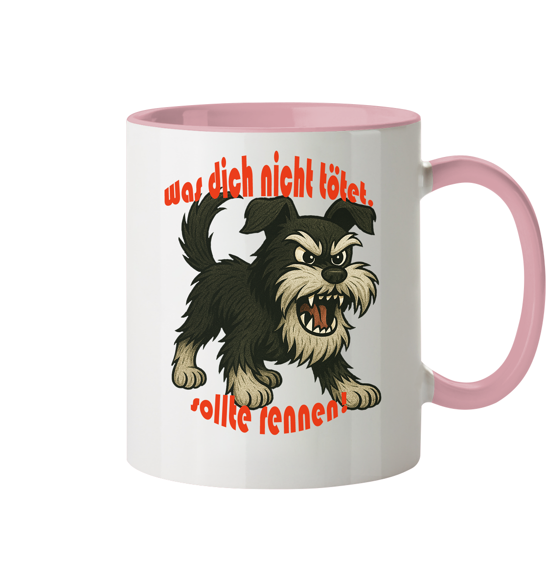 Tasse, zweifarbig Zwergschnauzer Schwarzsilber "Was dich nicht tötet" - Tasse zweifarbig