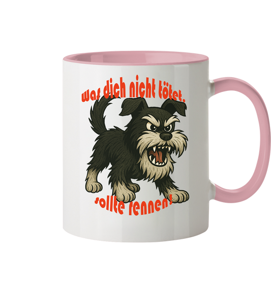 Tasse, zweifarbig Zwergschnauzer Schwarzsilber "Was dich nicht tötet" - Tasse zweifarbig