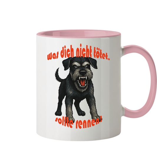 Tasse, zweifarbig Riesenschnauzer Schwarzsilber "Was dich nicht tötet" - Tasse zweifarbig