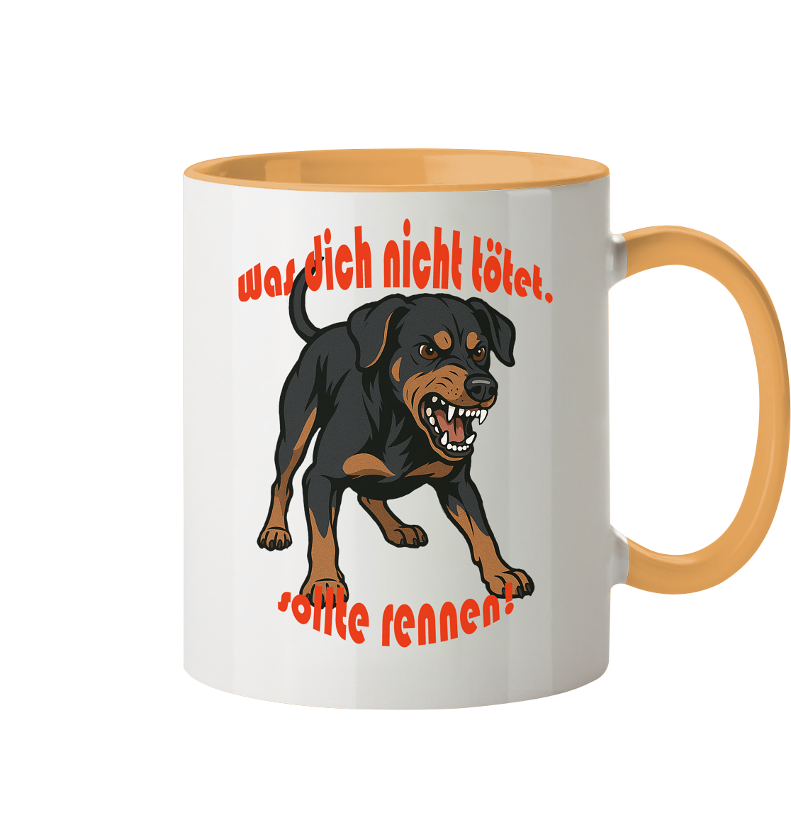 Tasse, zweifarbig Deutscher Pinscher Schwarzrot "Was dich nicht tötet" - Tasse zweifarbig