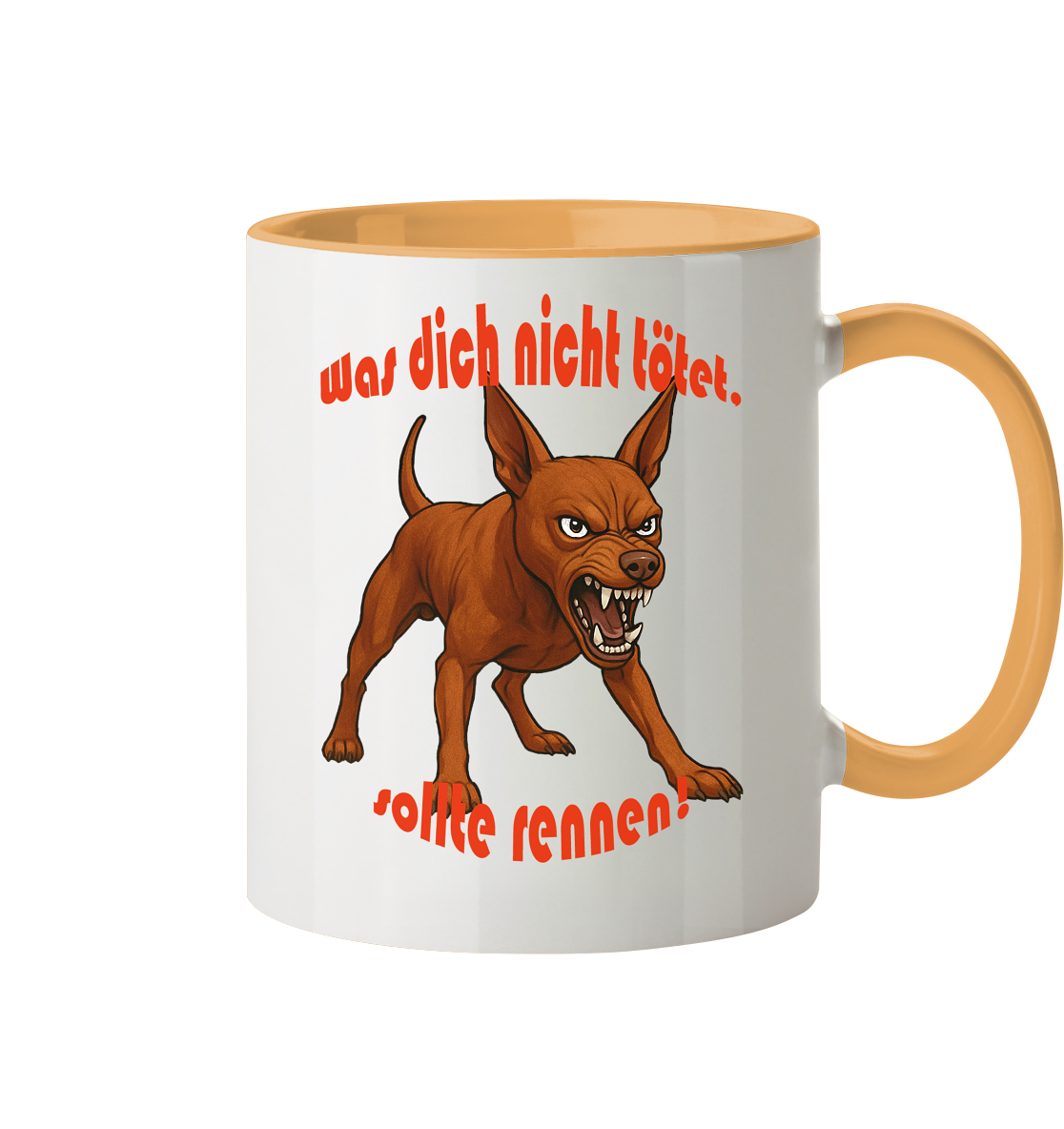 Tasse, zweifarbig Zwergpinscher Rot "Was dich nicht tötet" - Tasse zweifarbig