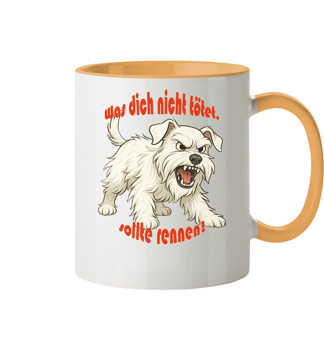Tasse, zweifarbig Zwergschnauzer Weiß "Was dich nicht tötet" - Tasse zweifarbig