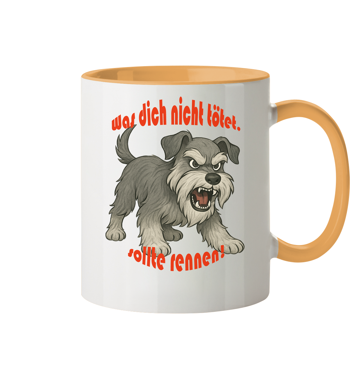 Tasse, zweifarbig Zwergschnauzer Pfeffersalz "Was dich nicht tötet" - Tasse zweifarbig