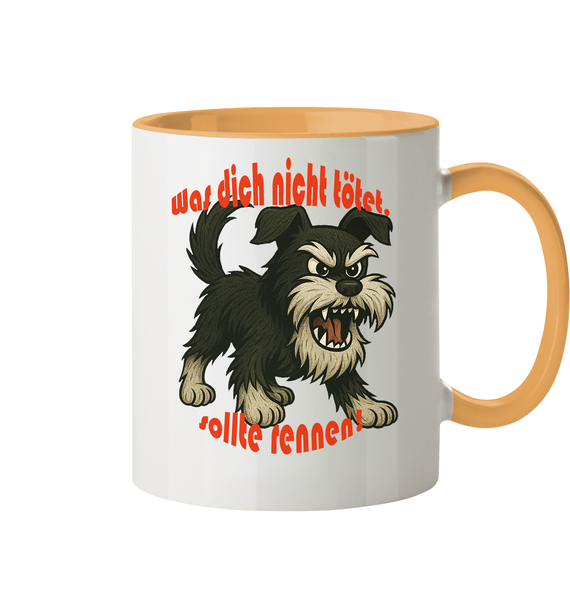 Tasse, zweifarbig Zwergschnauzer Schwarzsilber "Was dich nicht tötet" - Tasse zweifarbig