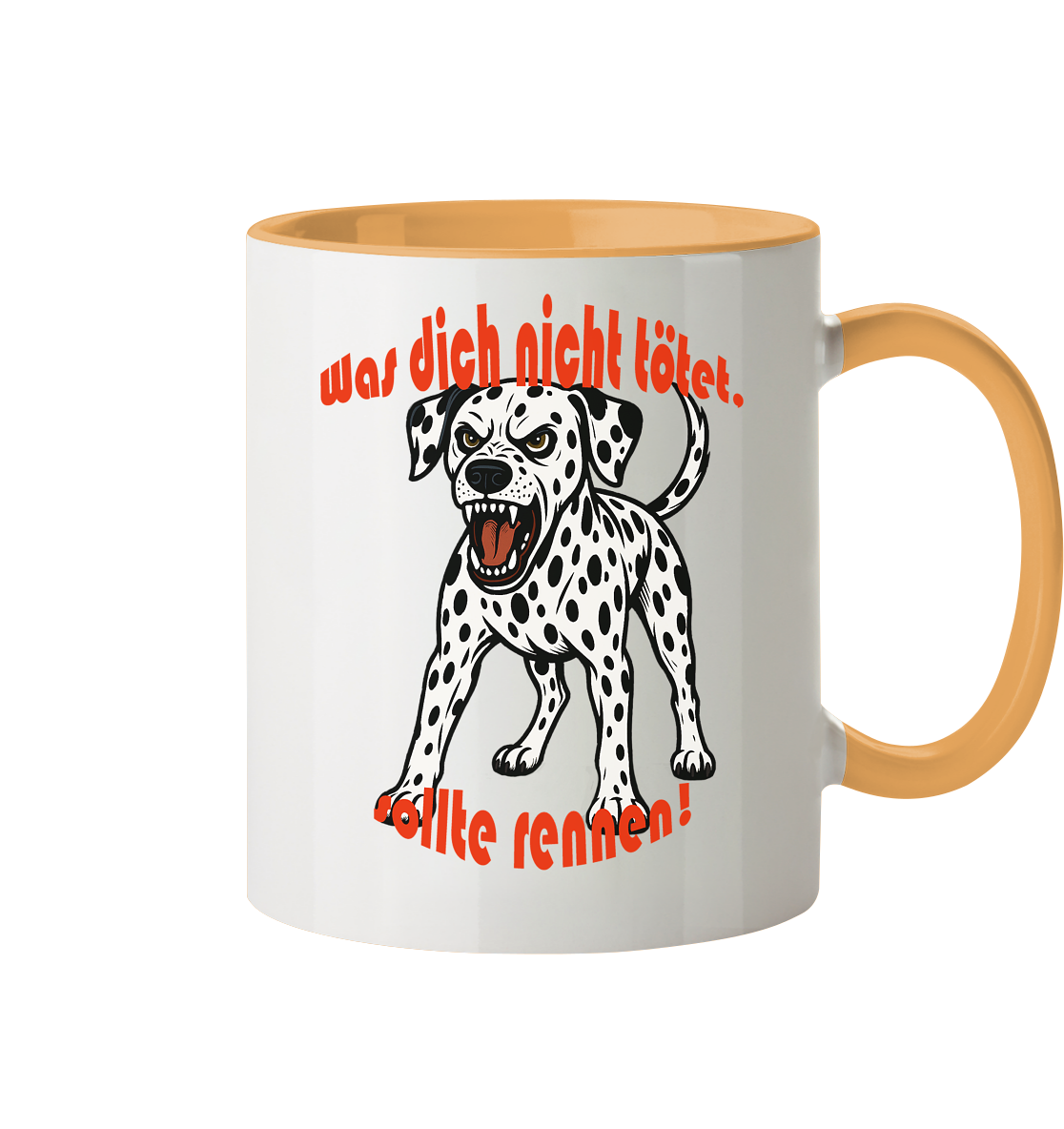 Tasse, zweifarbig Dalmatiner "Was dich nicht tötet" - Tasse zweifarbig
