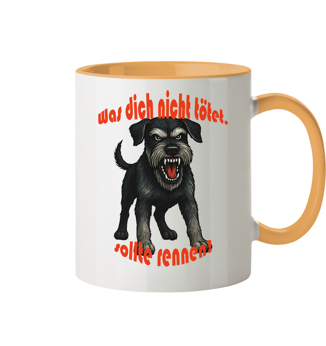 Tasse, zweifarbig Riesenschnauzer Schwarzsilber "Was dich nicht tötet" - Tasse zweifarbig