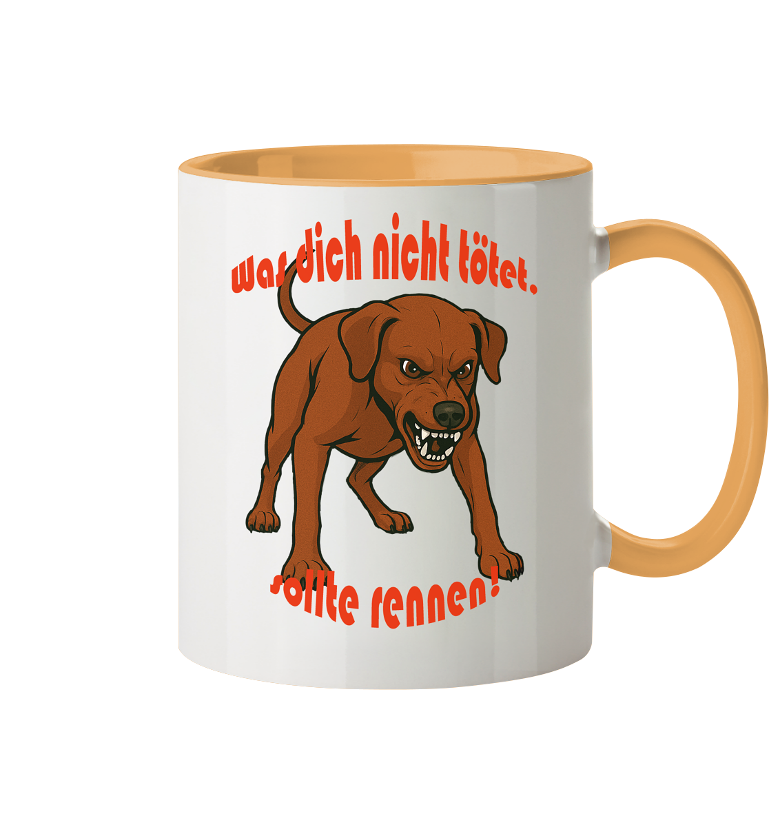 Tasse, zweifarbig Deutscher Pinscher Rot "Was dich nicht tötet" - Tasse zweifarbig