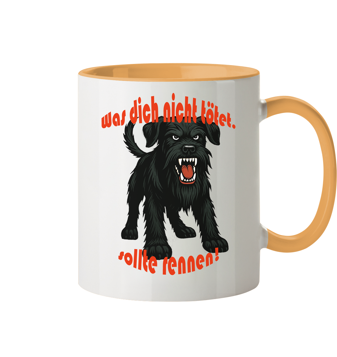 Tasse, zweifarbig Riesenschnauzer Schwarz "Was dich nicht tötet" - Tasse zweifarbig