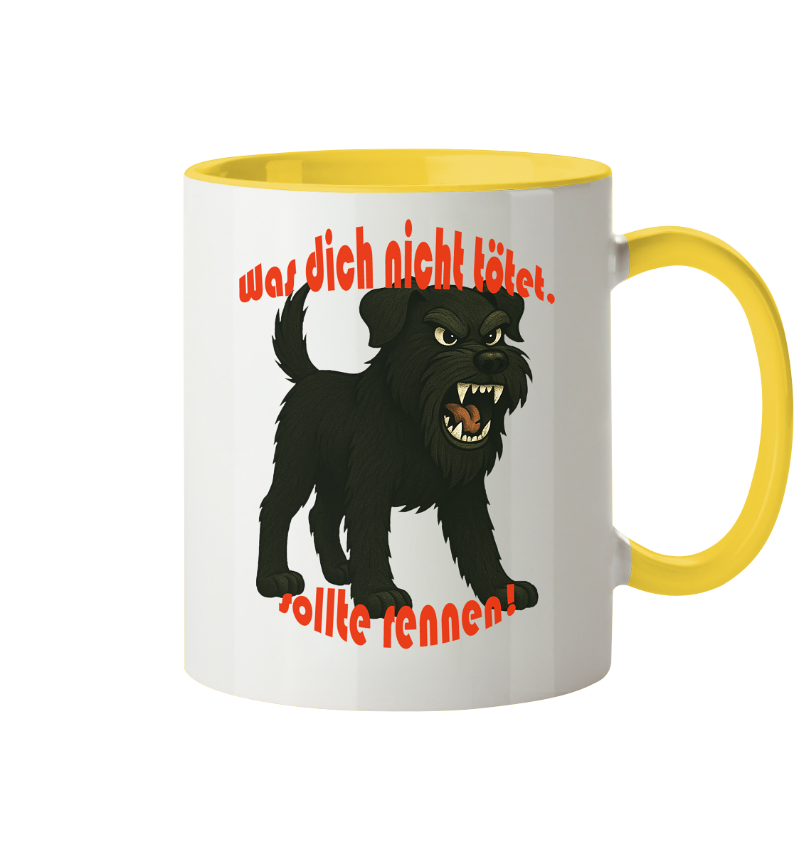 Tasse, zweifarbig Schnauzer Schwarz "Was dich nicht tötet" - Tasse zweifarbig