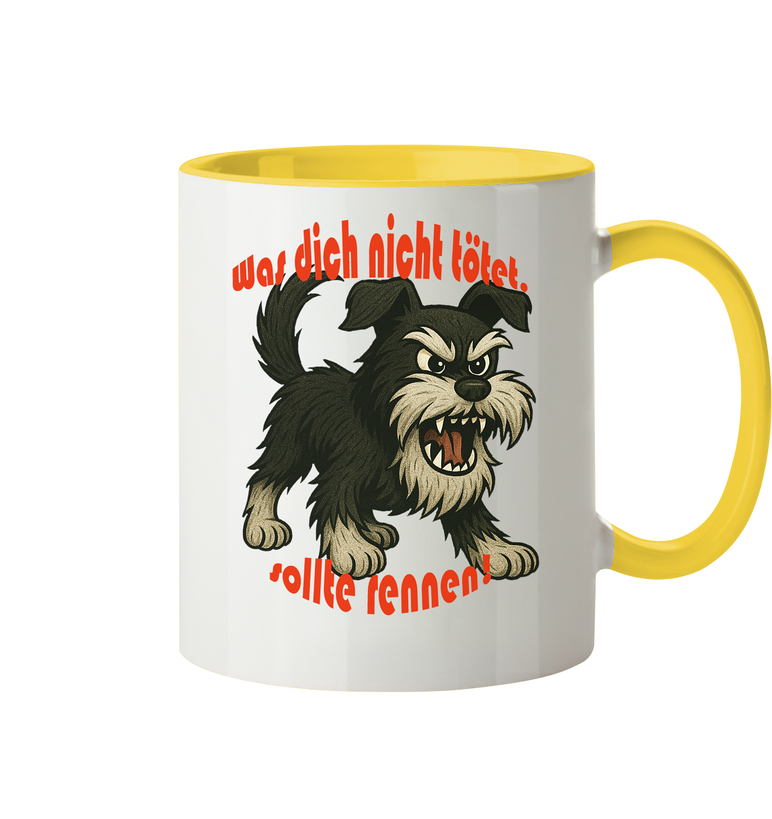 Tasse, zweifarbig Zwergschnauzer Schwarzsilber "Was dich nicht tötet" - Tasse zweifarbig