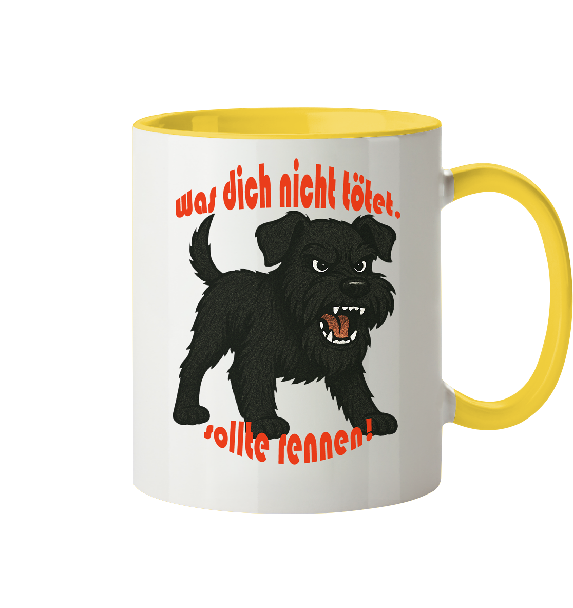 Tasse, zweifarbig Zwergschnauzer Schwarz "Was dich nicht tötet" - Tasse zweifarbig