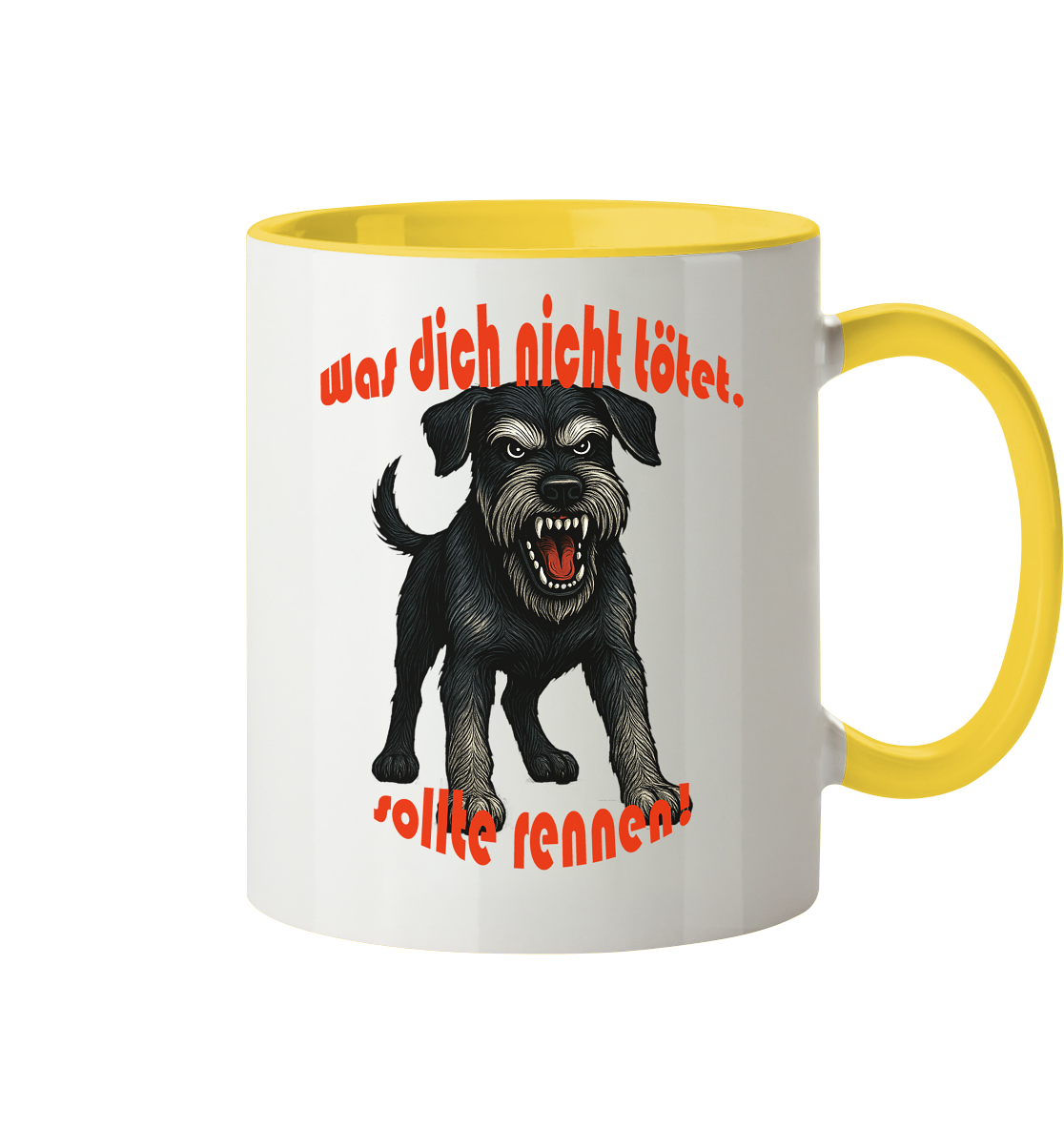 Tasse, zweifarbig Riesenschnauzer Schwarzsilber "Was dich nicht tötet" - Tasse zweifarbig