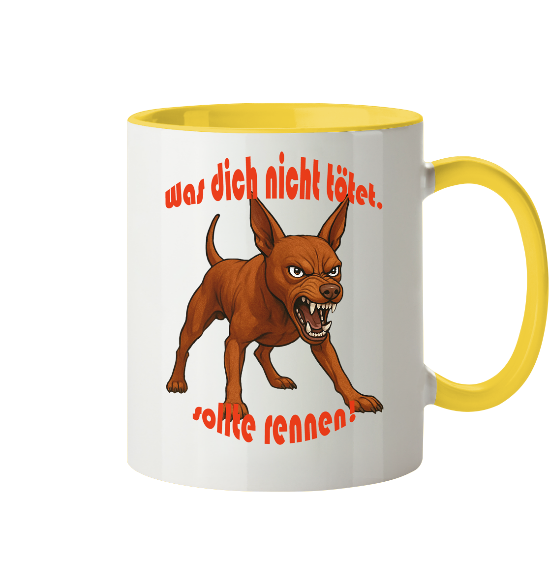Tasse, zweifarbig Zwergpinscher Rot "Was dich nicht tötet" - Tasse zweifarbig
